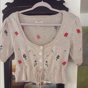 Floral Knit Cardigan with Button Front